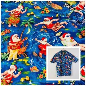 Max Boxer Hawaiian Christmas Santa Print Short Sleeve Button Up Shirt Size M